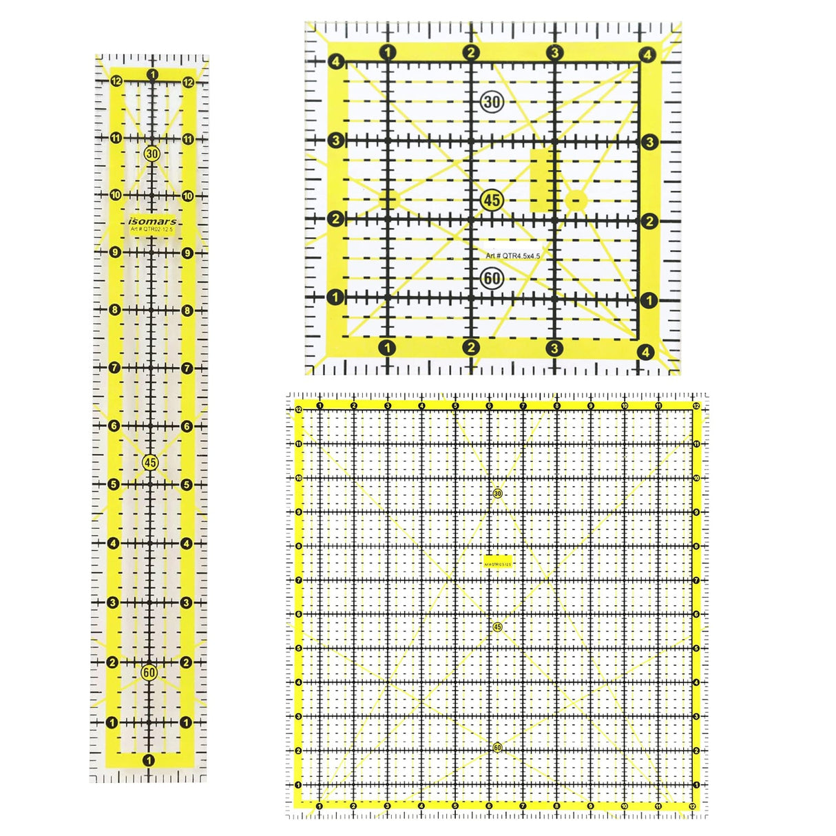Isomars Quilting Ruler Set of 5 with Storage Bag, Clear Acrylic - Isomars