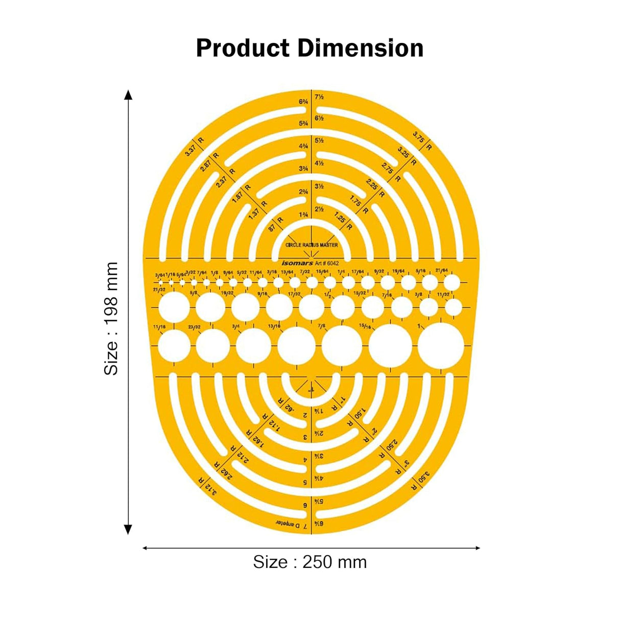 Isomars Radius Master Circle Template, Large Circle and Semi Circle Arc Drafting Stencil with Multiple Radius Measurements for Architects, Engineers, Designers, Technical Drawing & Blueprint Planning - Isomars