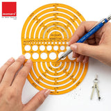 Isomars Radius Master Circle Template, Large Circle and Semi Circle Arc Drafting Stencil with Multiple Radius Measurements for Architects, Engineers, Designers, Technical Drawing & Blueprint Planning - Isomars
