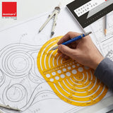 Isomars Radius Master Circle Template, Large Circle and Semi Circle Arc Drafting Stencil with Multiple Radius Measurements for Architects, Engineers, Designers, Technical Drawing & Blueprint Planning - Isomars