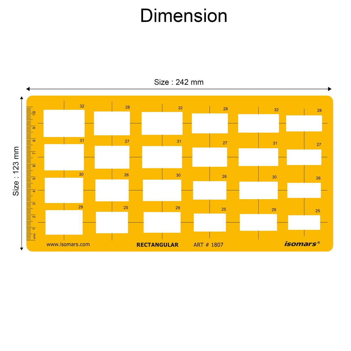 Isomars Rectangular Template Drawing Stencil | Precision Rectangle Drafting Template with Multiple Sizes | Geometric Drawing Tool for Architects, Engineers, Designers, Artists & Students - Isomars