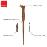 Isomars Rosewood Oblique Calligraphy Holder with 2 Flex Nibs for Copperplate, Spencerian and modern calligraphy - Isomars