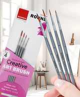 Isomars Round Paint Brush Set of 4 - Taklon Hair, Sizes 0, 2, 4, 6 - Isomars