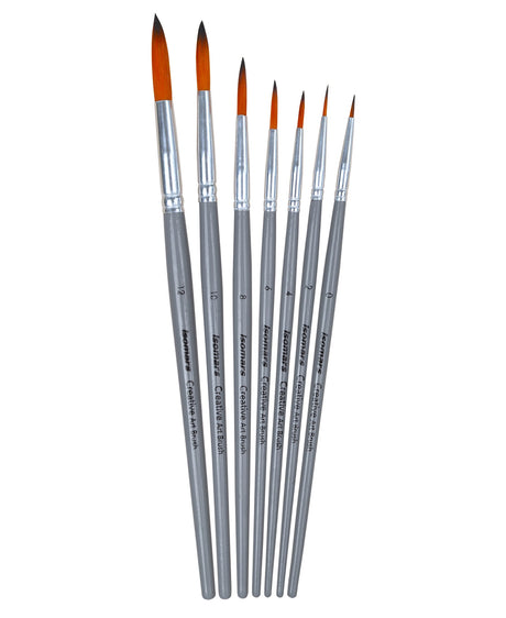 Isomars Round Paint Brush Set of 7 - Taklon Hair, Sizes 0 to 12 - Isomars