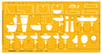 Isomars Sanitary Template II 1:20 Scale (Art 1875) | Architectural Plumbing & Bathroom Fixture Drafting Stencil for Wash Basin, WC, Bathtub, Sink & Sanitary Layout Design - Isomars