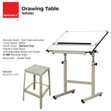 Scholar A1 Drafting Table with Parallel Scale & Metal Stool