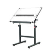 Isomars Scholar A1 Drawing Table with Parallel Motion Ruler | Adjustable Height (34.5"-47") & 0-180° Tilting Board | Olive Green Steel Frame | Drafting Table for Architects, Artists & Designers - Isomars