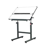 Isomars Scholar A1 Drawing Table with Parallel Motion Ruler | Adjustable Height (34.5"-47") & 0-180° Tilting Board | Olive Green Steel Frame | Drafting Table for Architects, Artists & Designers - Isomars