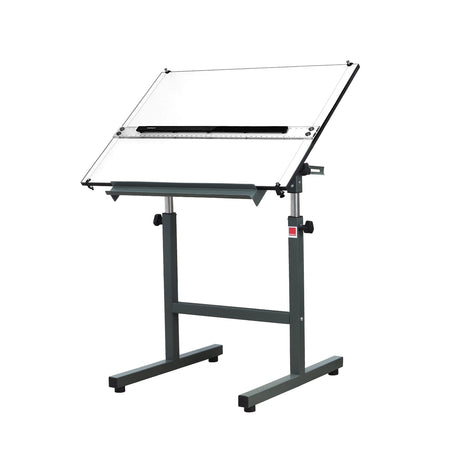 Isomars Scholar A1 Drawing Table with Parallel Motion Ruler | Adjustable Height (34.5"-47") & 0-180° Tilting Board | Olive Green Steel Frame | Drafting Table for Architects, Artists & Designers - Isomars