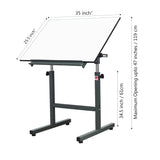 Isomars Scholar Drawing Table Stand With A1 Double-Sided Laminated Drawing Board | Height Adjustable 34.5–47 Inches | 0–180° Tilting Drafting Table for Artists, Architects & Designers(Green) - Isomars