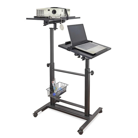 Isomars Sit &Stand 360° 2 Platforms Laptop & Projector User Table Multipurpose Angle Height & 360° Rotation Adjustable Both Side 2 Engineered Wood Board 20" / 50.8 cm x 14" / 35..5 cm (Black) - Isomars