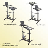 Isomars Sit &Stand 360° 2 Platforms Laptop & Projector User Table Multipurpose Angle Height & 360° Rotation Adjustable Both Side 2 Engineered Wood Board 20" / 50.8 cm x 14" / 35..5 cm (Black) - Isomars
