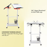 Isomars Sit &Stand 360° 2 Platforms Laptop & Projector User Table Multipurpose Angle Height & 360° Rotation Adjustable Both Side 2 Engineered Wood Board 20" / 50.8 cm x 14" / 35..5 cm (White) - Isomars