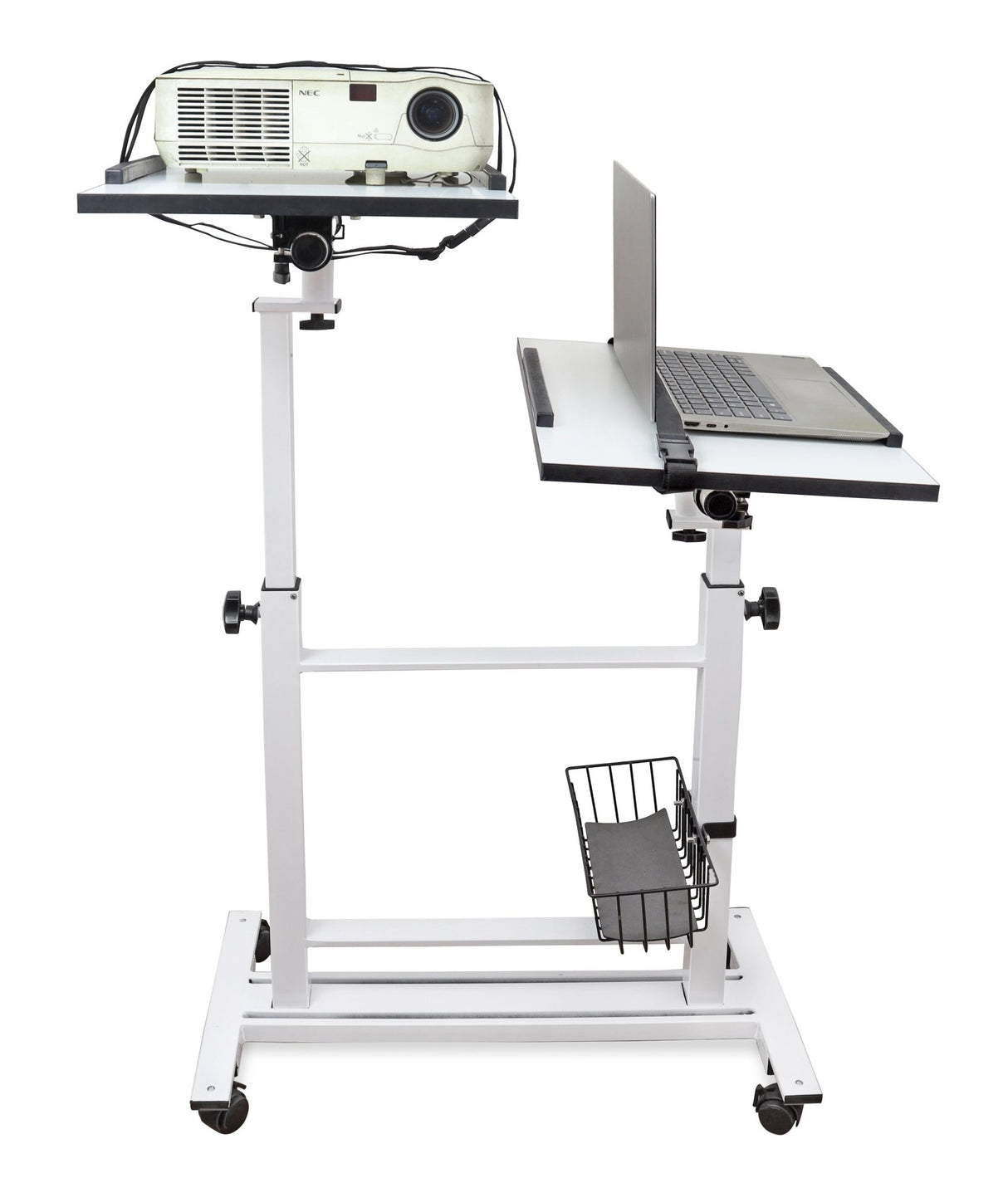 Isomars Sit &Stand 360° 2 Platforms Laptop & Projector User Table Multipurpose Angle Height & 360° Rotation Adjustable Both Side 2 Engineered Wood Board 20" / 50.8 cm x 14" / 35..5 cm (White) - Isomars