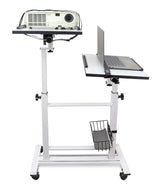 Isomars Sit &Stand 360° 2 Platforms Laptop & Projector User Table Multipurpose Angle Height & 360° Rotation Adjustable Both Side 2 Engineered Wood Board 20" / 50.8 cm x 14" / 35..5 cm (White) - Isomars