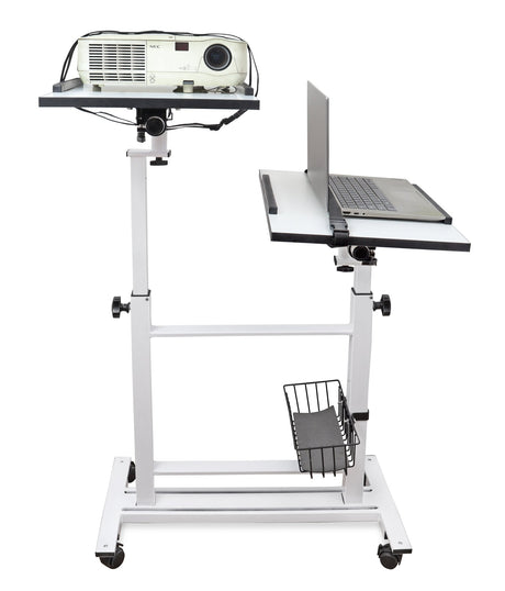 Isomars Sit &Stand 360° 2 Platforms Laptop & Projector User Table Multipurpose Angle Height & 360° Rotation Adjustable Both Side 2 Engineered Wood Board 20" / 50.8 cm x 14" / 35..5 cm (White) - Isomars