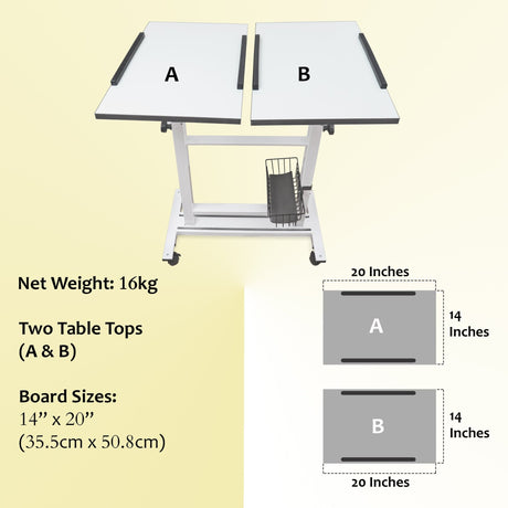 Isomars Sit &Stand 360° 2 Platforms Laptop & Projector User Table Multipurpose Angle Height & 360° Rotation Adjustable Both Side 2 Engineered Wood Board 20" / 50.8 cm x 14" / 35..5 cm (White) - Isomars