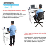 Isomars Sit/Stand Multipurpose Adjustable Table Professional Computer Workstation Extra Long Table top Dedicated Space for CPU Comes with Wheels & Floor Adjusters(36" X 12"/92cm X 30CM Wide White) - Isomars