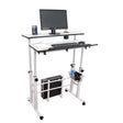 Isomars Sit/Stand Multipurpose Adjustable Table Professional Computer Workstation Extra Long Table top Dedicated Space for CPU Comes with Wheels & Floor Adjusters(36" X 12"/92cm X 30CM Wide White) - Isomars