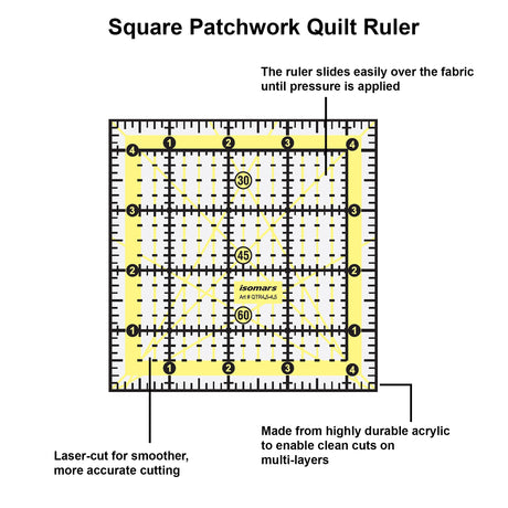 Isomars Square Patchwork Quilt Ruler 4.5 x 4.5 Inch | Acrylic - Isomars