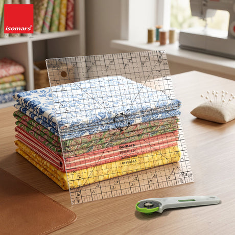 Isomars Square Quilting Ruler 6.5" x 6.5" for Fabric Cutting - Isomars