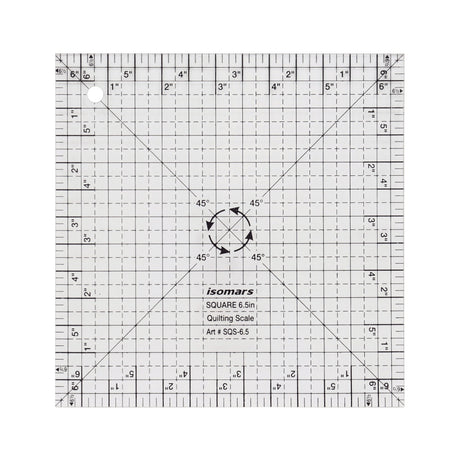Isomars Square Quilting Ruler 6.5" x 6.5" for Fabric Cutting - Isomars