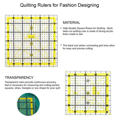 Isomars Square Quilting Ruler Set of 2 | 4.5 x 4.5 & 6 x 6 Inch - Isomars
