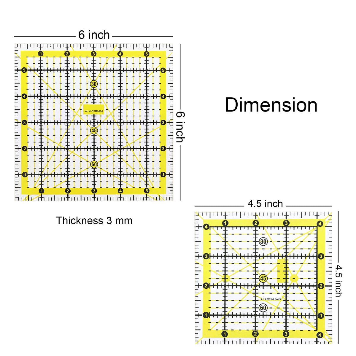 Isomars Square Quilting Ruler Set of 2 | 4.5 x 4.5 & 6 x 6 Inch - Isomars