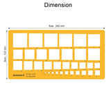 Isomars Square Template Drawing Stencil | Precision Geometric Square Drafting Template with 34 Square Sizes | Technical Drawing Tool for Architects, Engineers, Designers, Artists & Students - Isomars