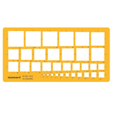 Isomars Square Template Drawing Stencil | Precision Geometric Square Drafting Template with 34 Square Sizes | Technical Drawing Tool for Architects, Engineers, Designers, Artists & Students - Isomars