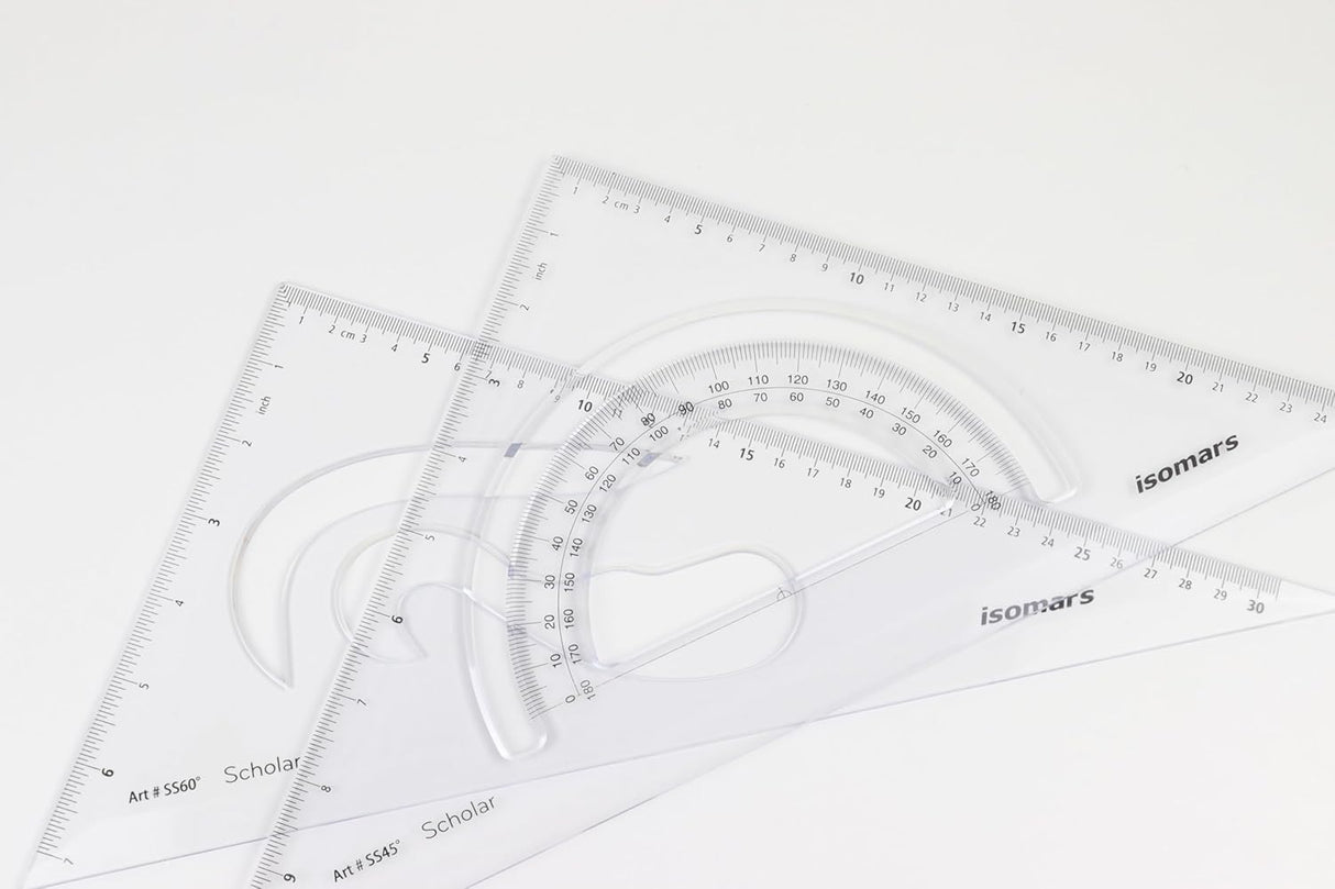 Isomars Student Drafting Kit – 7-Piece Engineering Drawing Set with Compass, Scale, Set Squares, Protractor & Protective Carry Pouch – Ideal for Architecture & Engineering Students - Isomars