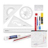 Isomars Student Drafting Kit – 7-Piece Engineering Drawing Set with Compass, Scale, Set Squares, Protractor & Protective Carry Pouch – Ideal for Architecture & Engineering Students - Isomars