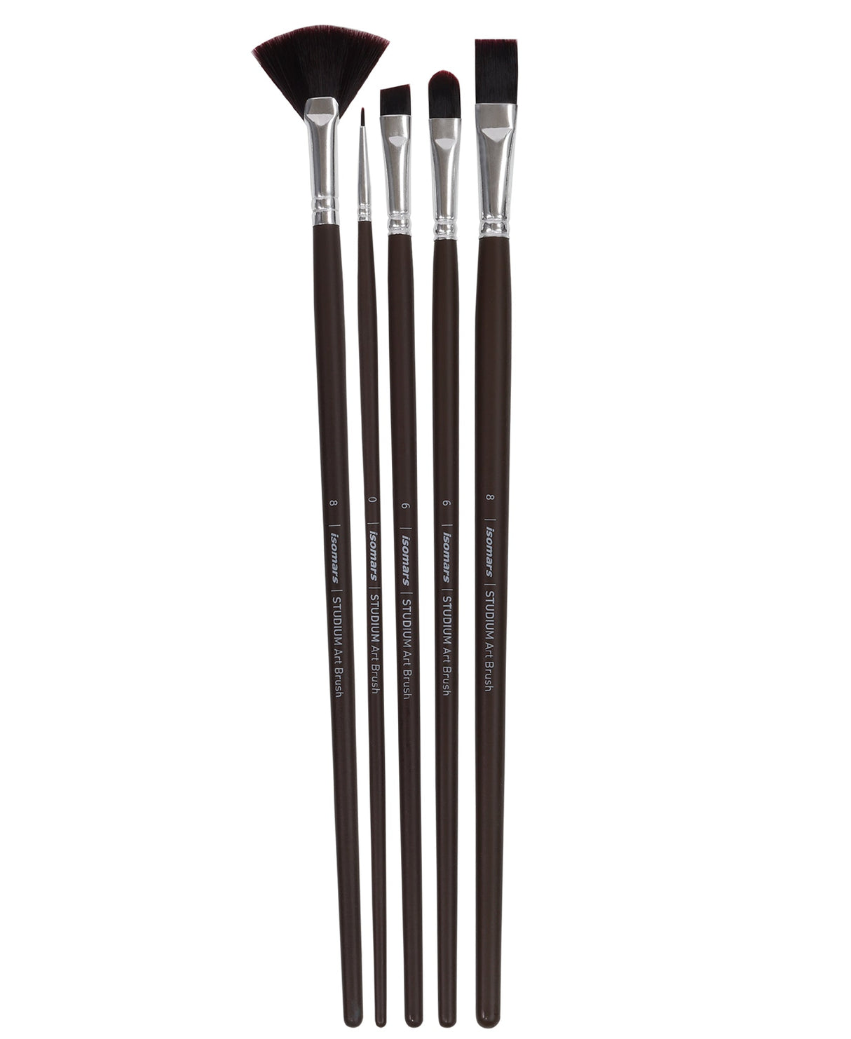 Isomars Studium Extra Long Handle Artist Brush Set of 5 for Acrylic, Watercolor & Oil Painting - Isomars