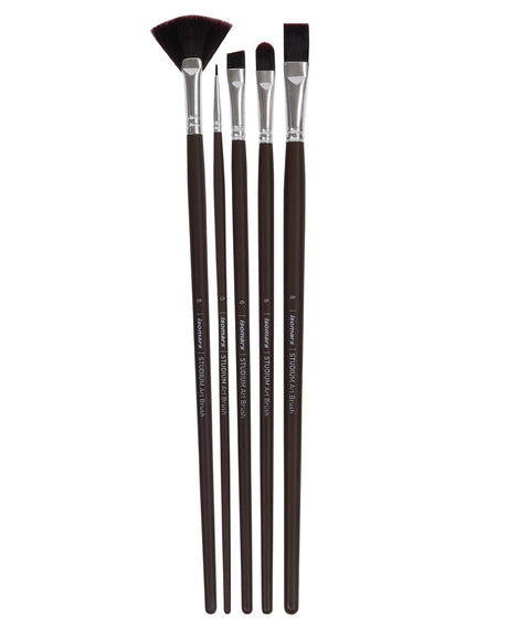 Isomars Studium Extra Long Handle Artist Brush Set of 5 for Acrylic, Watercolor & Oil Painting - Isomars