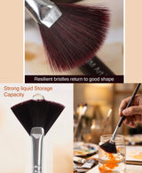Isomars Studium Extra Long Handle Artist Brush Set of 5 for Acrylic, Watercolor & Oil Painting - Isomars