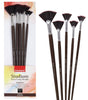 Isomars Studium Extra Long Handle Artist Fan Brush Set of 5 for Acrylic, Watercolor & Oil Painting - Isomars