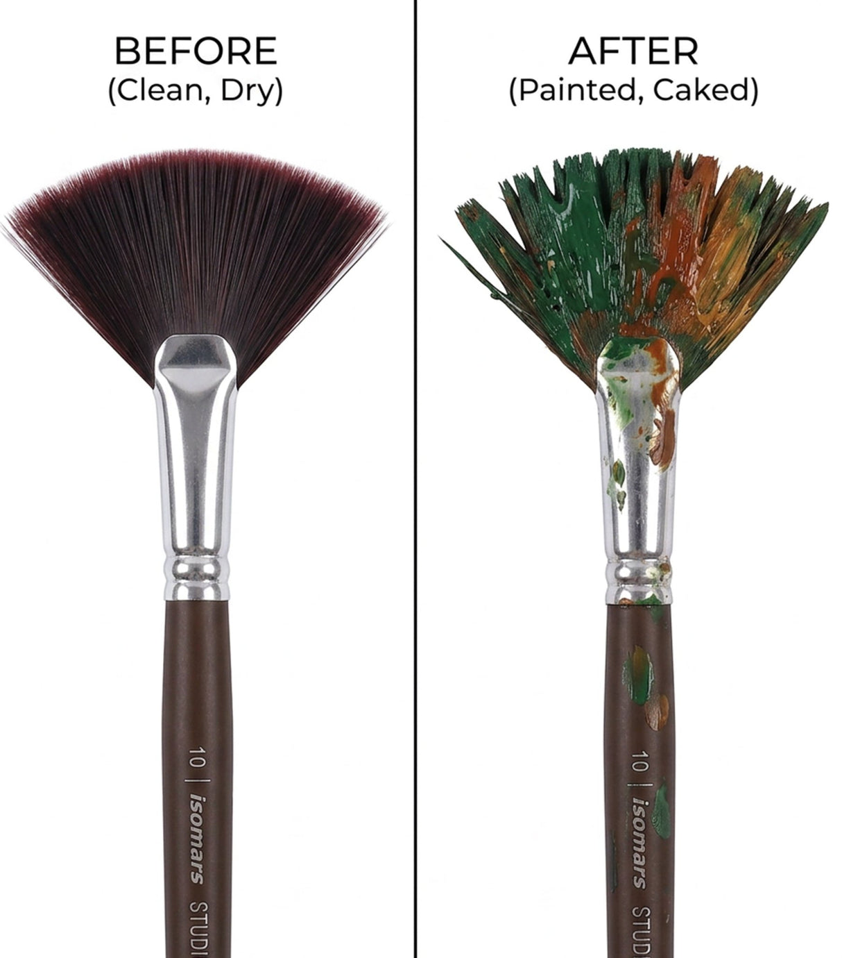 Isomars Studium Extra Long Handle Artist Fan Brush Set of 5 for Acrylic, Watercolor & Oil Painting - Isomars