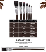 Isomars Studium Extra Long Handle Flat Paint Brush Set of 6 for Acrylic, Watercolor & Oil Painting - Isomars