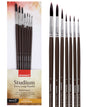 Isomars Studium Extra Long Handle Round Paint Brush Set of 7 for Acrylic, Watercolor & Oil Painting - Isomars