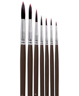 Isomars Studium Extra Long Handle Round Paint Brush Set of 7 for Acrylic, Watercolor & Oil Painting - Isomars