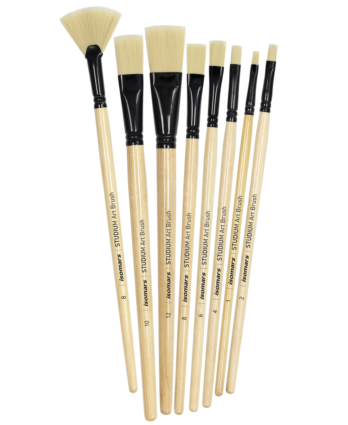 Isomars Studium Imitation Hog Hair Paint Brush Set of 8 - Isomars