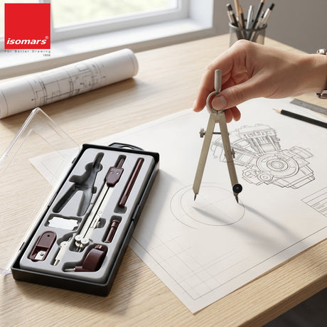 Isomars Technical Compass Set | Set of 8 Items | For Engineers and Architects - Isomars