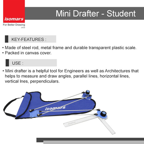 Isomars Technical Drawing And Drafting Kit - Includes Drawing Board Drafting Board - A2 - Size 18.5"x25" Engg. Template, Pencil, Compass Set, Mini Drafter, Set Square Pro-Circle And Rolling Ruler - Isomars