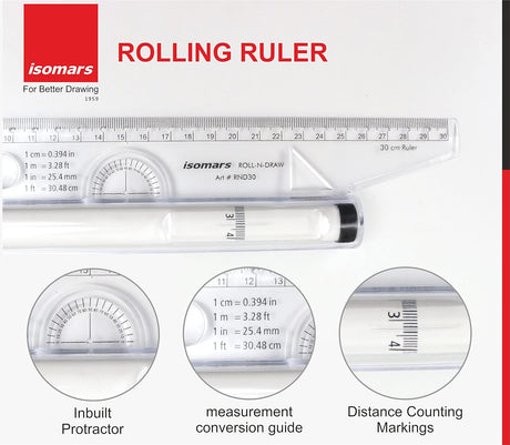 Isomars Technical Drawing And Drafting Kit - Includes Drawing Board Drafting Board - A2 - Size 18.5"x25" Engg. Template, Pencil, Compass Set, Mini Drafter, Set Square Pro-Circle And Rolling Ruler - Isomars