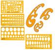 Isomars Technical Drawing Drafting Templates Set of 4 - with French Curves - Isomars