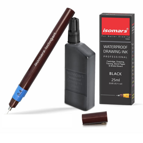 Isomars Technoart Fineliner Pen 0.4mm with Waterproof Black Ink - Isomars