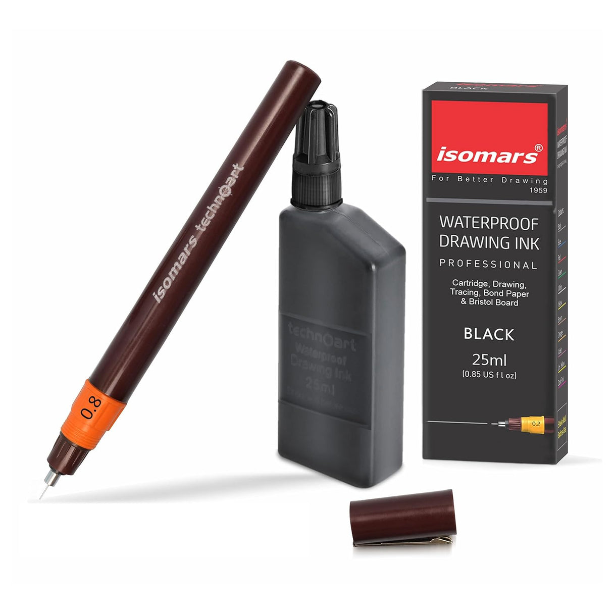 Isomars Technoart Fineliner Pen 0.8mm with Waterproof Black Ink Set - Isomars