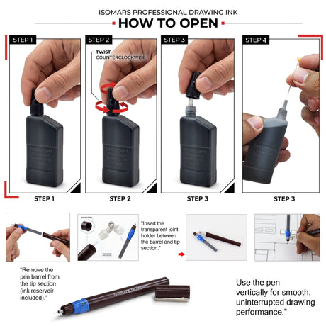 Isomars Technoart Technical Drawing Ink Combo (Set of 9) - Isomars