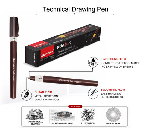 Isomars Technoart Technical Drawing Pens – Precision Fineliners for Drafting, Illustration & Line Art - Isomars