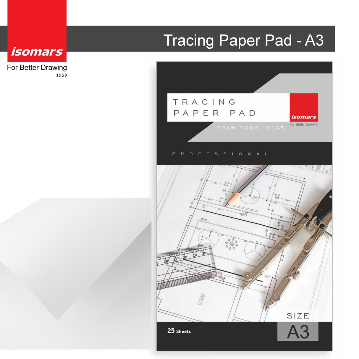 Isomars Tracing Paper Pad - A4 and A3 Pad Combo - Isomars